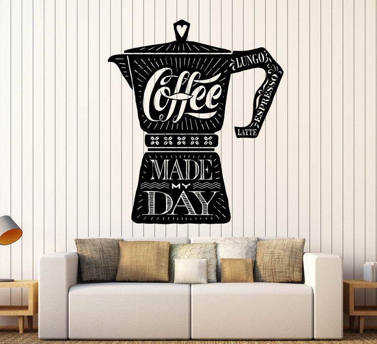 Vinyl Wall Decal Coffee Maker Quote Shop Kitchen Stickers Mural Unique Gift (ig4350)