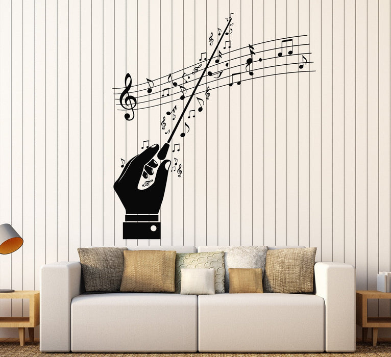 Vinyl Wall Decal Conductor Maestro Musical Notes Orchestra Stickers Unique Gift (ig4543)