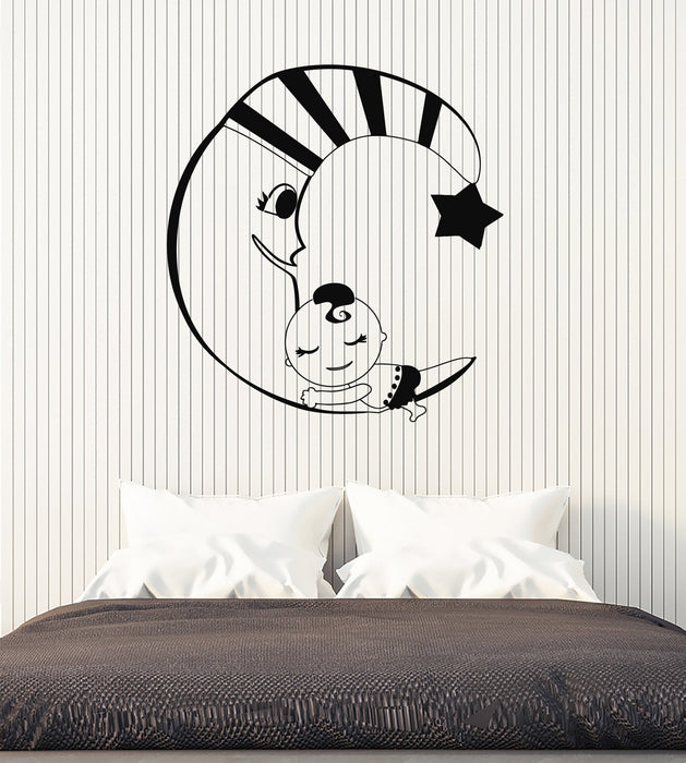 Autocollant mural en vinyle Croissant de lune Chambre de bébé Chambre de rêve Autocollants de chambre d'enfant Cadeau unique (ig4862)