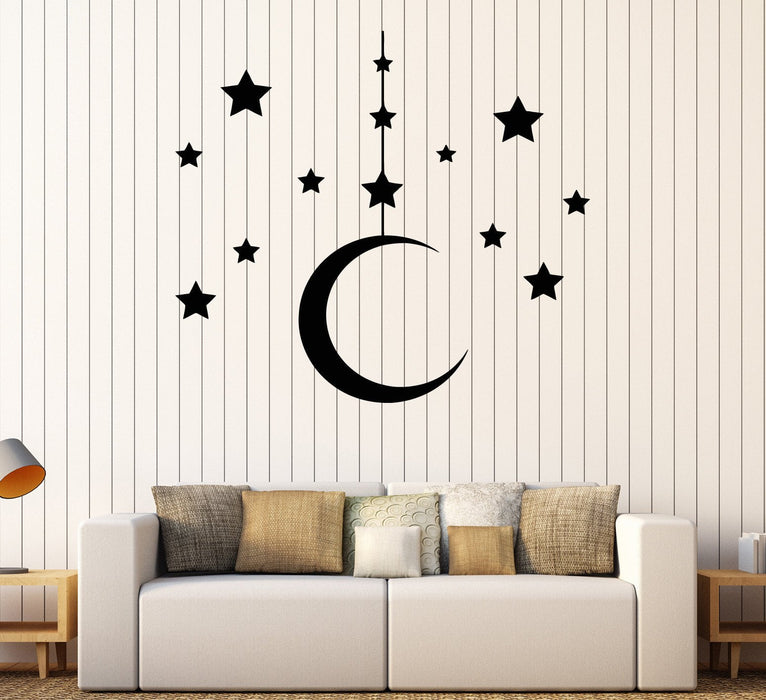 Vinyl Wall Decal Crescent Moon Stars Dream Bedroom Stickers Unique Gift (ig3926)