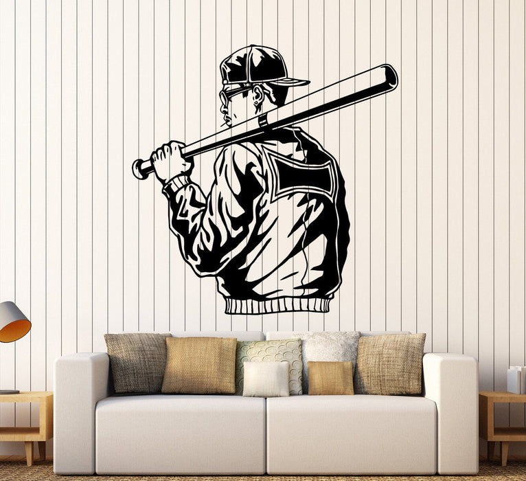 Autocollant mural en vinyle Homme criminel avec chauve-souris Gangster Hooligan Autocollants Cadeau unique (ig4461)