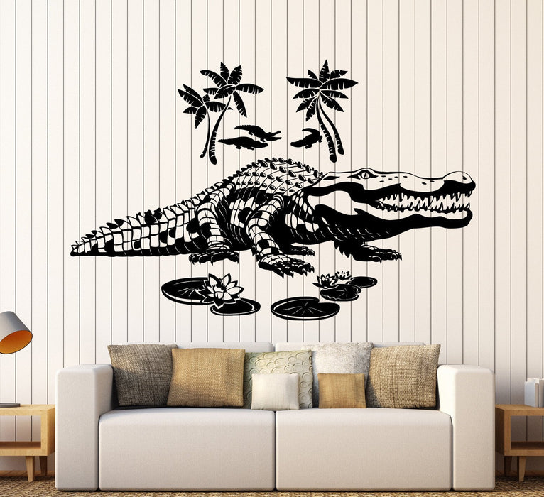 Vinyl Wall Decal Crocodiles Palms Animals Predator Stickers Unique Gift (ig3823)