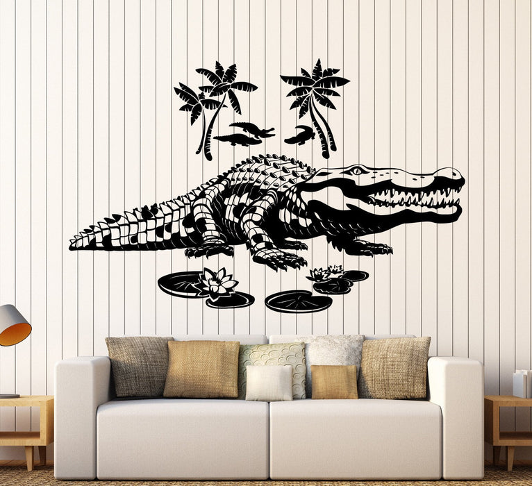 Autocollant mural en vinyle Crocodiles Palmiers Animaux Prédateurs Autocollants Cadeau unique (ig3823)