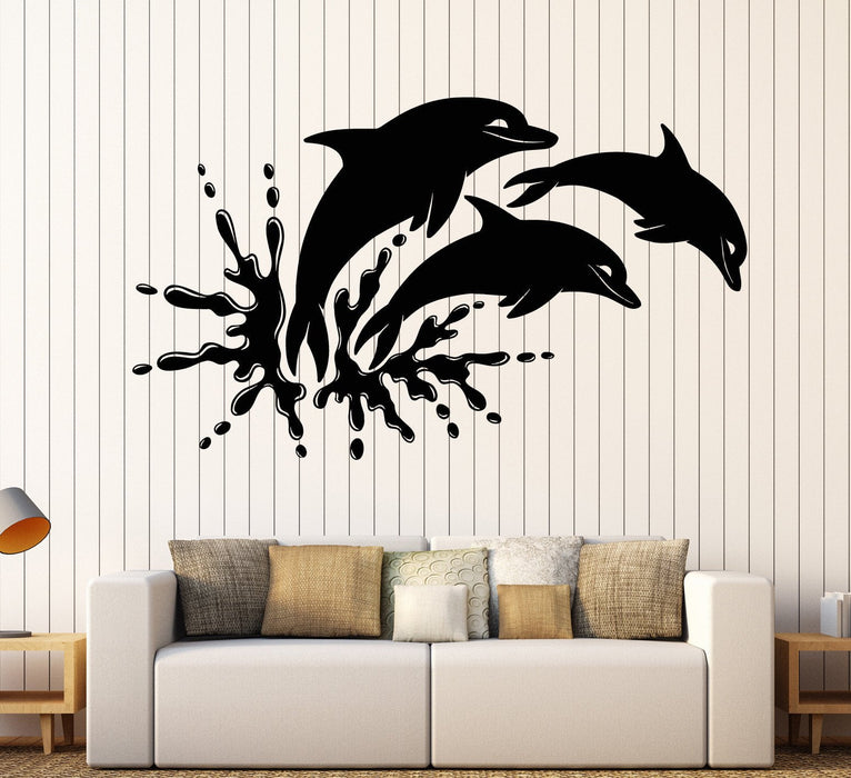 Vinyl Wall Decal Dolphins Marine Animals Ocean Bathroom Stickers Unique Gift (ig4065)