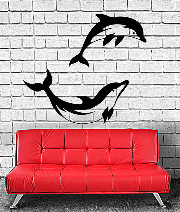 Vinyl Wall Decal Dolphins Bathroom Decor Ocean Marine Stickers Unique Gift (ig4221)