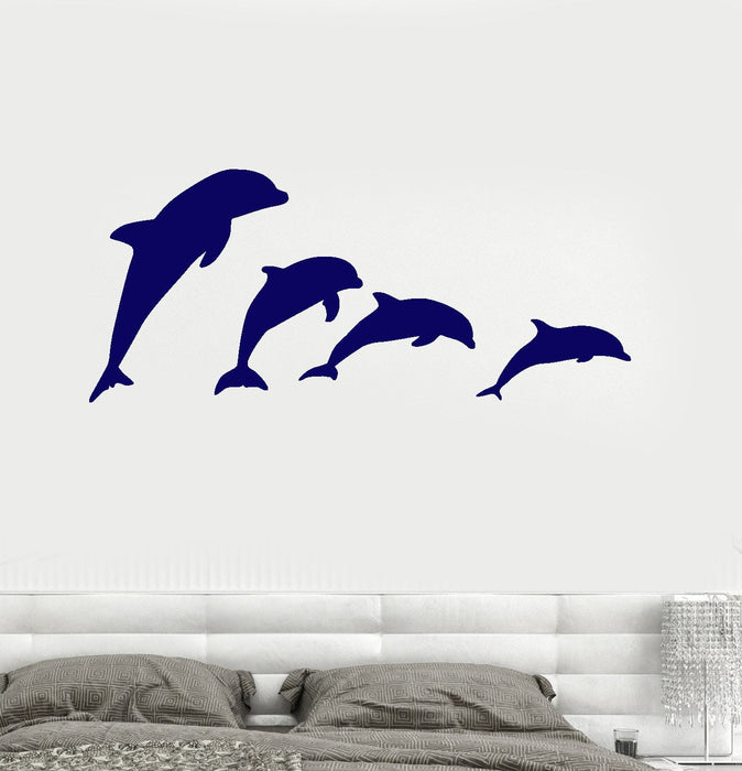 Vinyl Wall Decal Dolphins Marine Ocean Animals Bathroom Art Stickers Unique Gift (ig4879)
