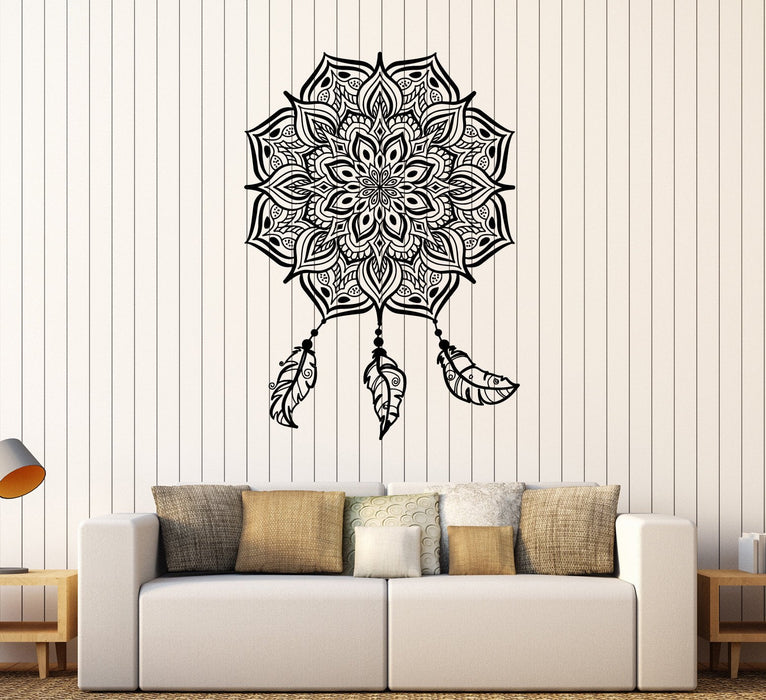 Vinyl Wall Decal Dream Catcher Feathers Talisman Ethnic Art Stickers Unique Gift (ig3967)