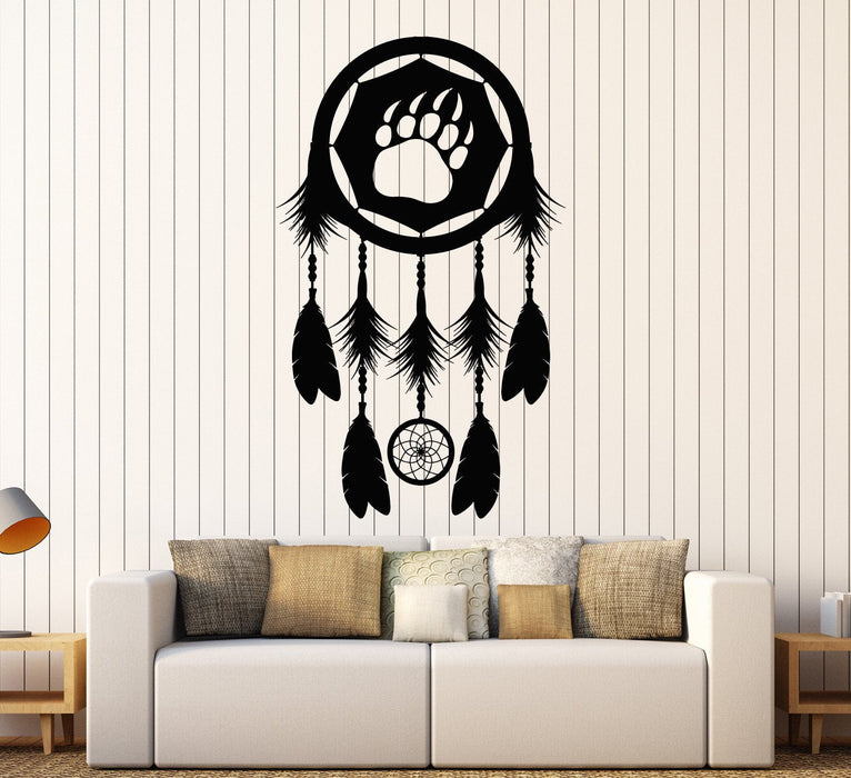 Vinyl Wall Decal Dreamcatcher Paw Bear Tribal Bedroom Stickers Unique Gift (ig4049)