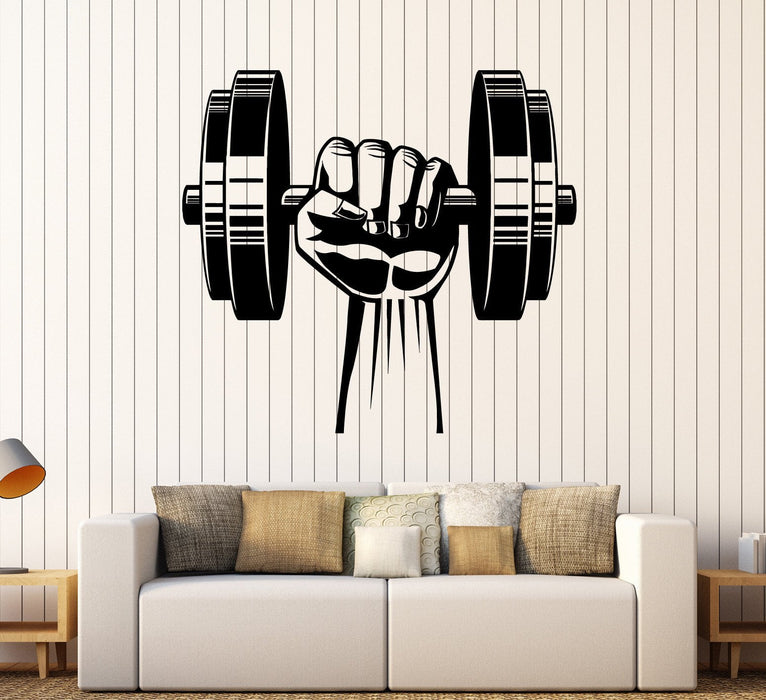 Vinyl Wall Decal Hand Dumbbell Bodybuilding Fitness Sport Gym Stickers Unique Gift (ig4442)