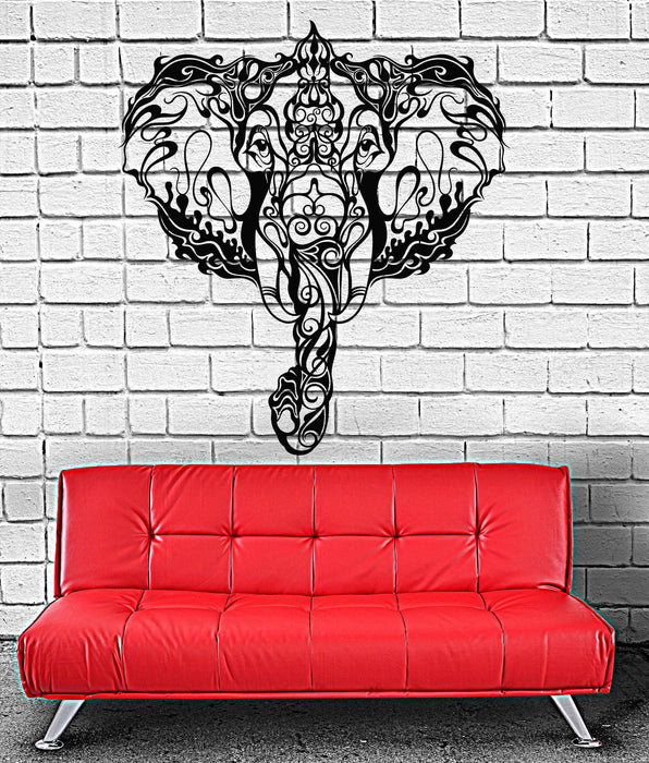 Виниловая наклейка на стену Индийский слон Голова Орнамент Животные Наклейки Уникальный подарок (ig4237)