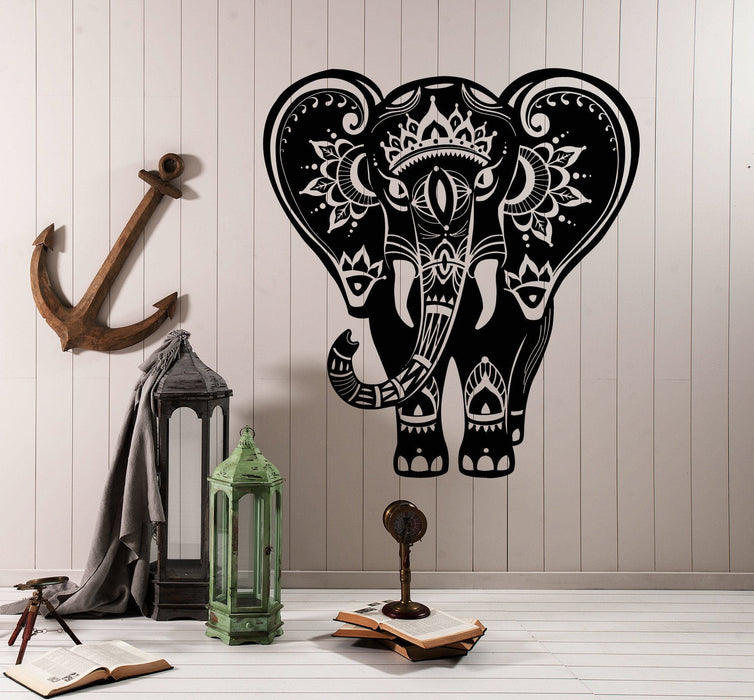 Vinyl Wall Decal Indian Elephant Animal Hindu Stickers Unique Gift (ig4162)