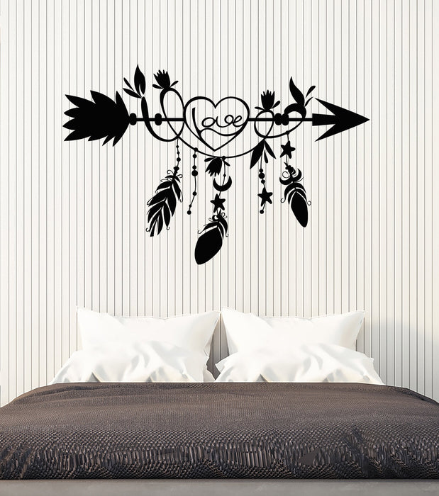 Vinyl Wall Decal Ethnic Arrow Love Feathers Bedroom Decoration Stickers Murals Unique Gift (ig4920)