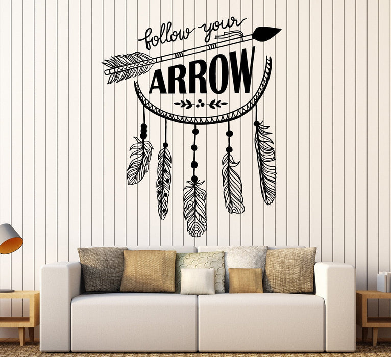 Vinyl Wall Decal Arrow Quote Feathers Ethnic Room Style Stickers Unique Gift (ig3889)