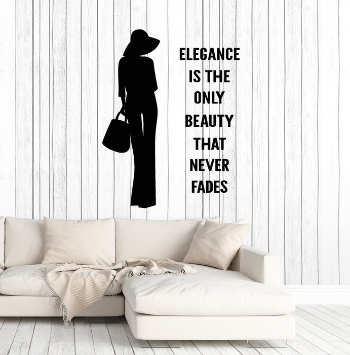 Autocollant mural en vinyle avec citation sur la mode et l'élégance pour femme - Cadeau unique (ig4935)