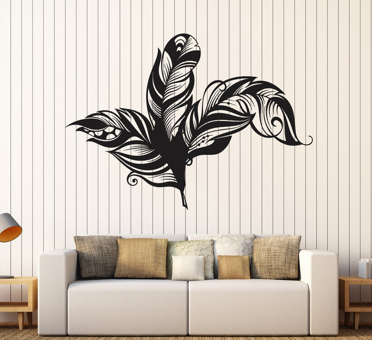 Vinyl Wall Decal Beautiful Feathers House Interior Stickers Unique Gift (ig4131)