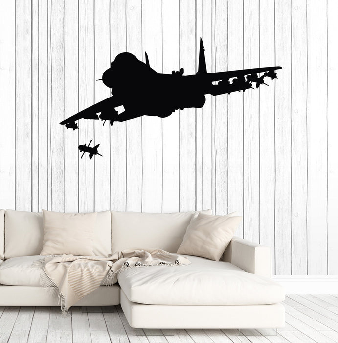 Vinyl Wall Decal Fighter Aircraft Military Aviation Art War Stickers Mural Unique Gift (ig4954)