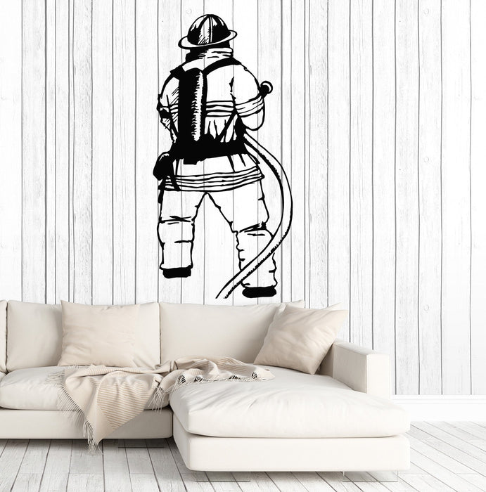 Vinyl Wall Decal Firefighter Fireman Fire Department Stickers Murals Unique Gift (ig4692)