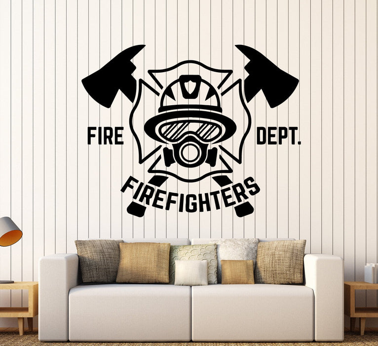 Vinyl Wall Decal Firefighter Fire Department Shield Stickers Mural Unique Gift (ig3905)