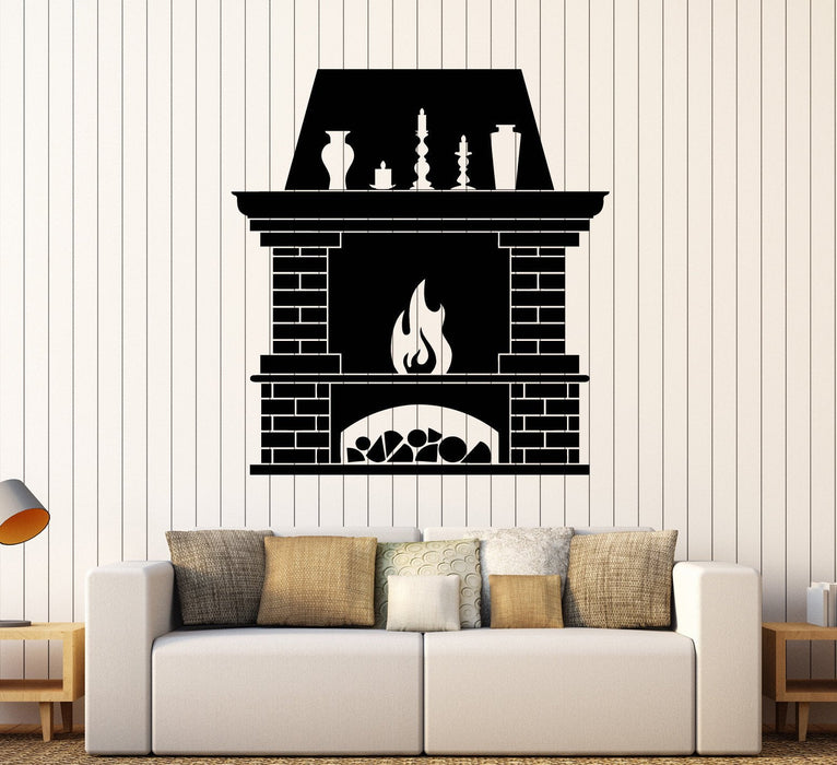 Viny Wall Decal Fireplace Fire Home Interior Room Stickers Unique Gift (ig3821)