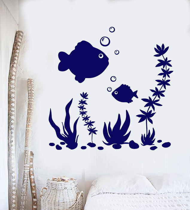 Vinyl Wall Decal Fish Aquarium Marine Art Sea Ocean Bathroom Stickers Unique Gift (232ig)