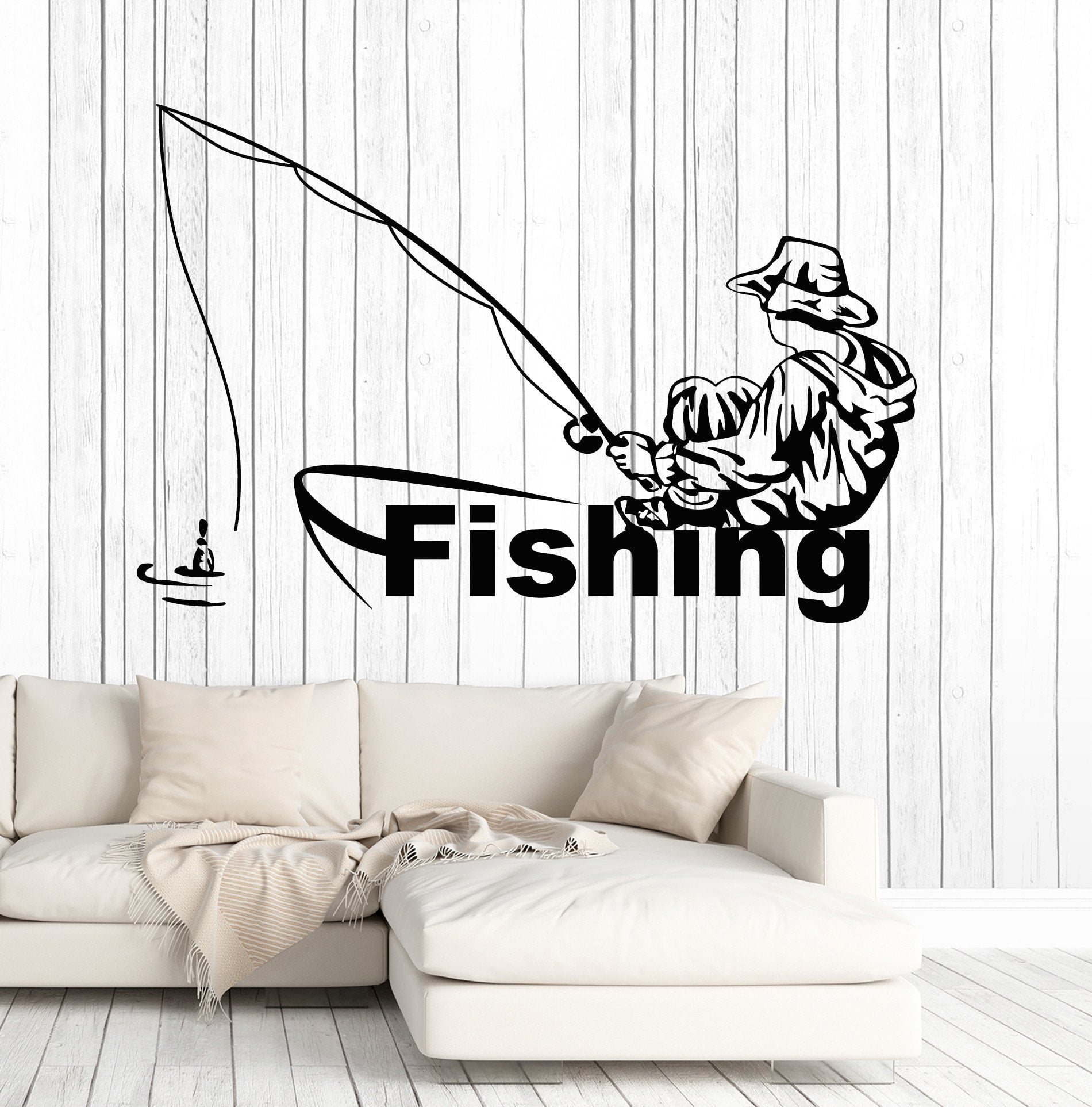 Vinyl Wall Decal Fishing Club Fisherman Boat Stickers Murals Unique Gi ...
