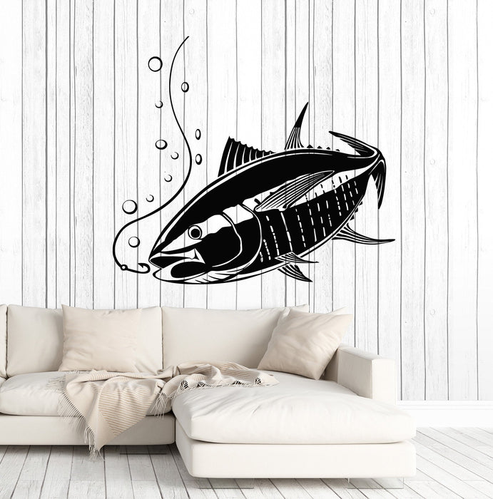 Vinyl Wall Decal Fish Fishing Rod Hunting Shop Decor Stickers