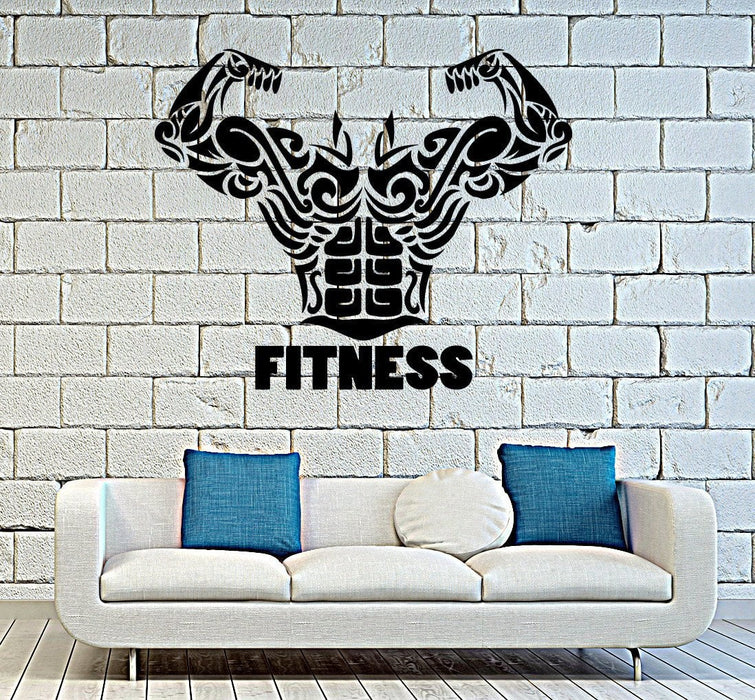Vinyl Wall Decal Fitness Word Gym Bodybuilding Sports Stickers Unique Gift (ig4192)