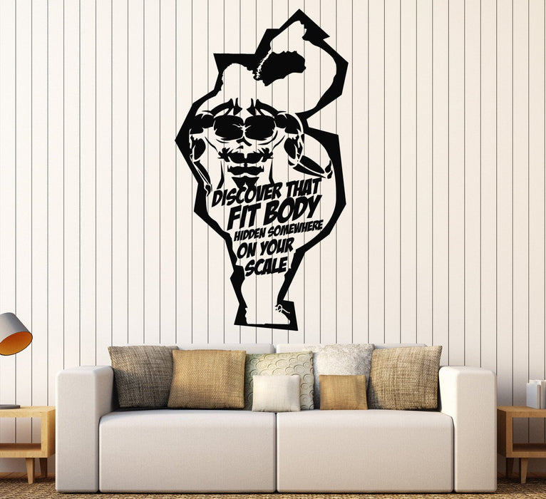 Vinyl Wall Decal Fitness Club Motivation Quote Muscle Gym Stickers Unique Gift (ig3944)