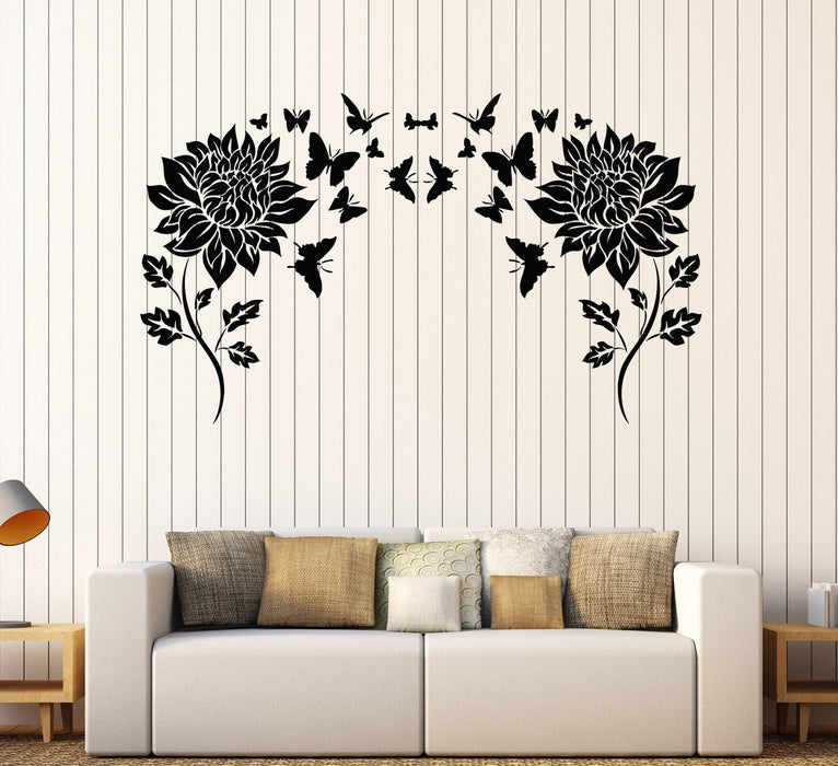 Vinyl Wall Decal Flowers Butterflies Home Room Decor Stickers Unique Gift (ig4630)