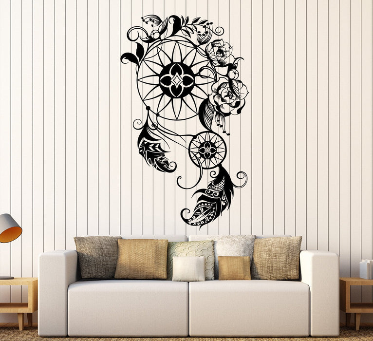 Autocollant mural en vinyle attrape-rêves style ethnique plumes amulettes autocollants cadeau unique (ig3795)