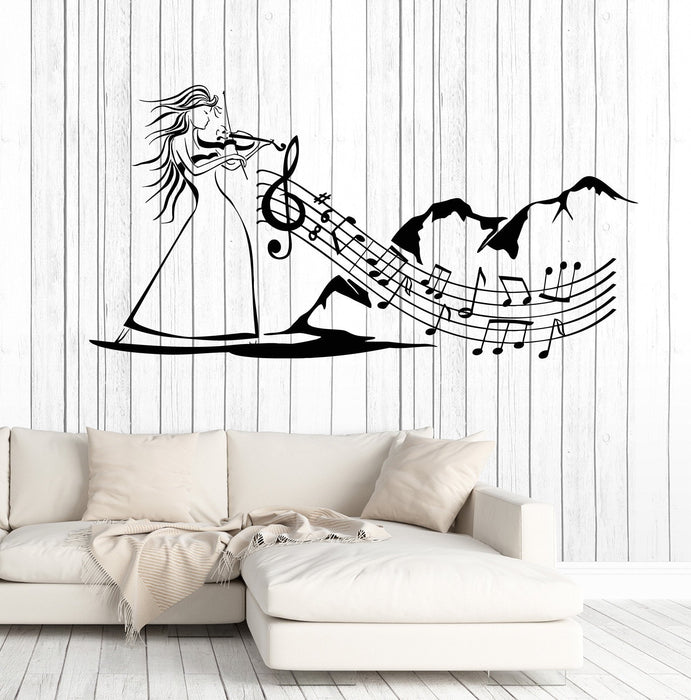 Vinyl Wall Decal Folk Music Violin Musical Art Woman Stickers Murals Unique Gift (ig4710)