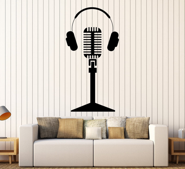 Vinyl Wall Decal Microphone Headphones Singer Music Stickers Unique Gi ...