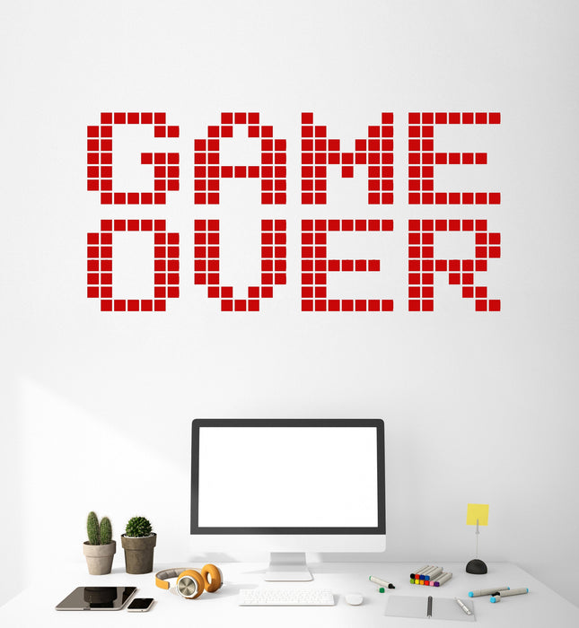 Vinyl Wall Decal Video Game Over Brick Gaming Room Gamer Stickers Unique Gift (ig4825)