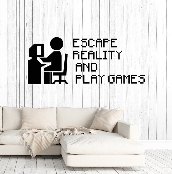 Vinyl Wall Decal Gamer Quote Video Game Gaming Pixel Art Stickers Unique Gift (ig4921)