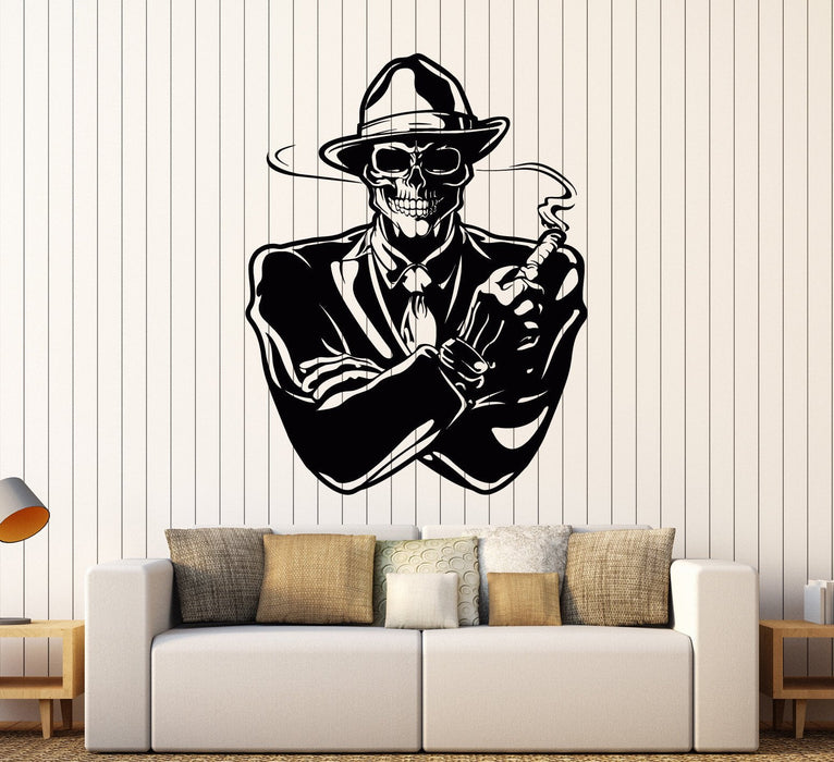 Autocollant mural en vinyle Gangster avec cigare Crâne mort Mafia Autocollants Cadeau unique (ig4050)