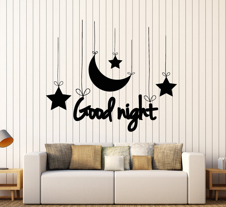Виниловые наклейки на стену Спокойной ночи спальня искусство полумесяц звезды детская комната наклейки уникальный подарок (ig3854)
