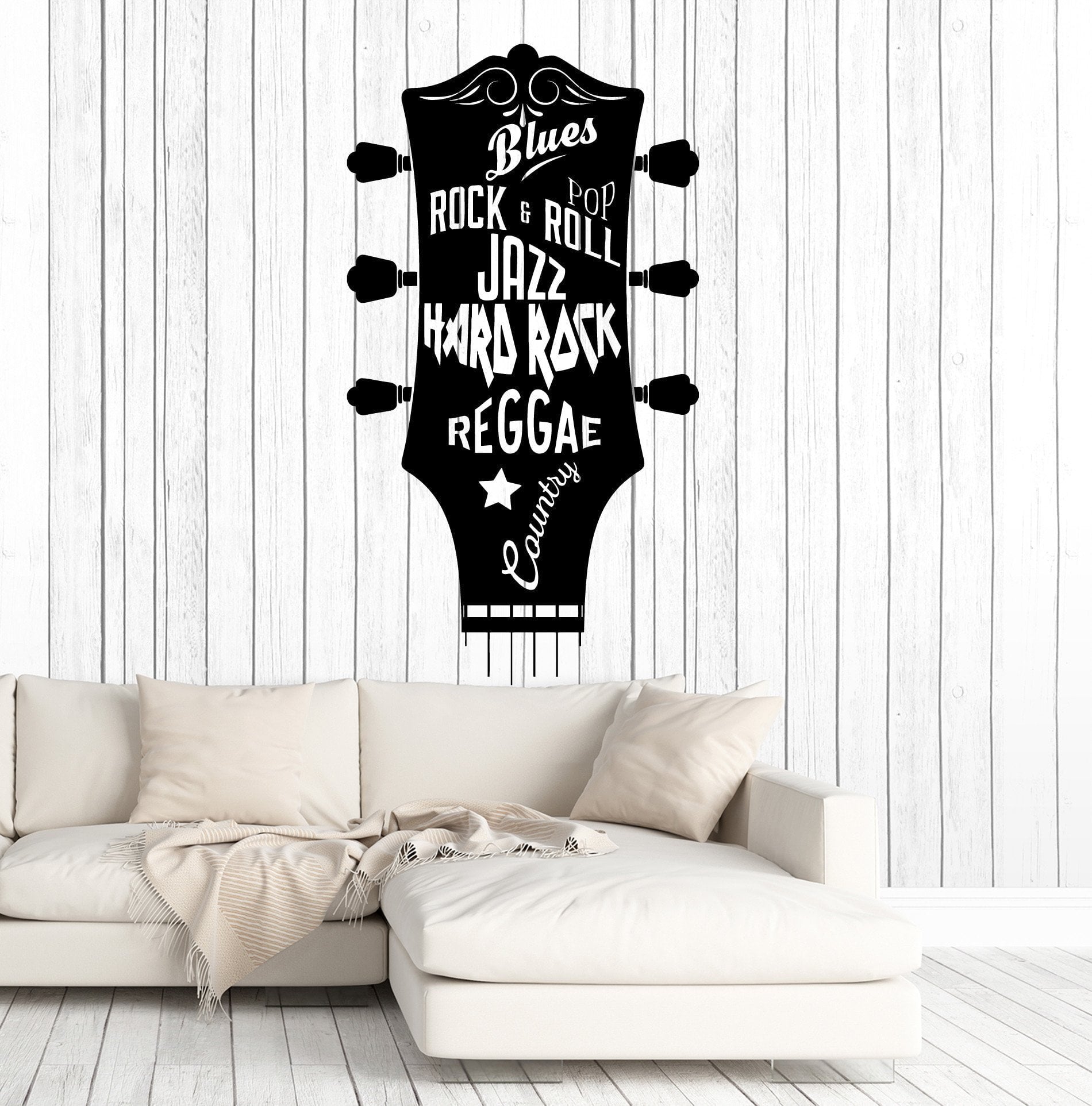 Vinyl Wall Decal Guitar Music Musical Pop Rock Country Stickers Unique ...