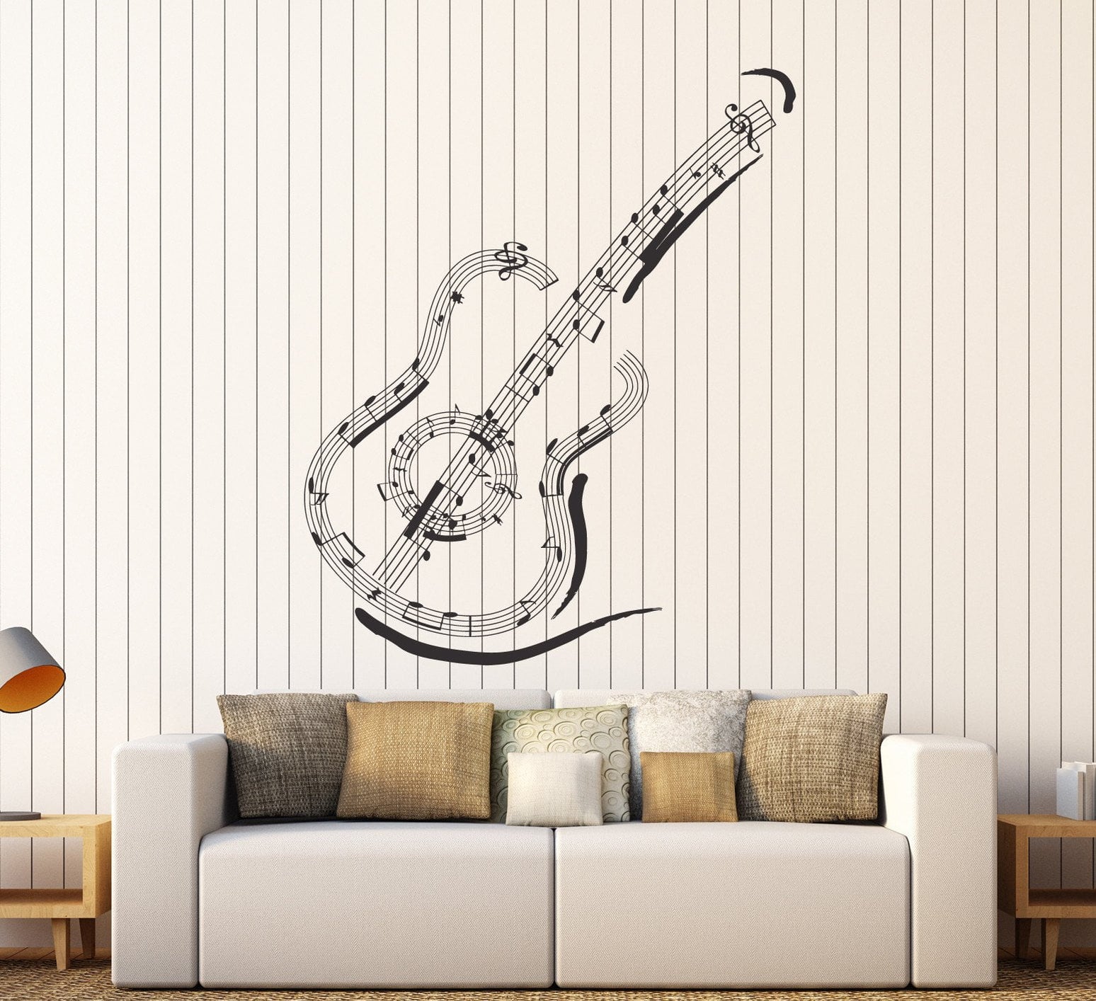 Vinyl Wall Decal Guitar Music Notes Musical Art Stickers Mural Unique ...