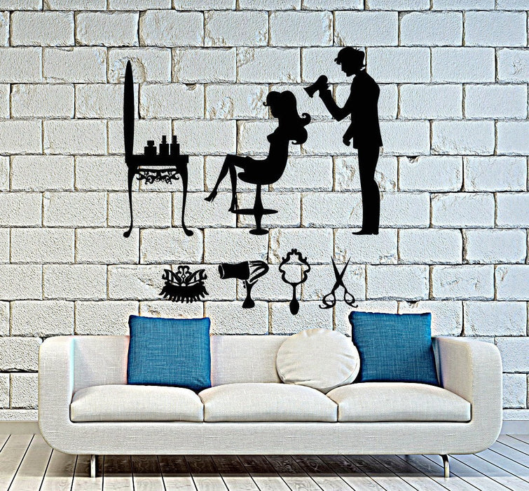 Vinyl Wall Decal Hair Salon Beauty Hairdresser Stylist Stickers Mural Unique Gift (ig4186)