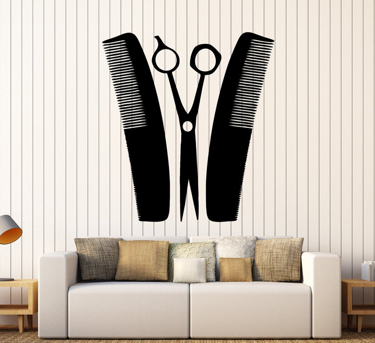 Vinyl Wall Decal Barber Hairdresser Tools Hair Salon Stickers Unique Gift (ig4012)