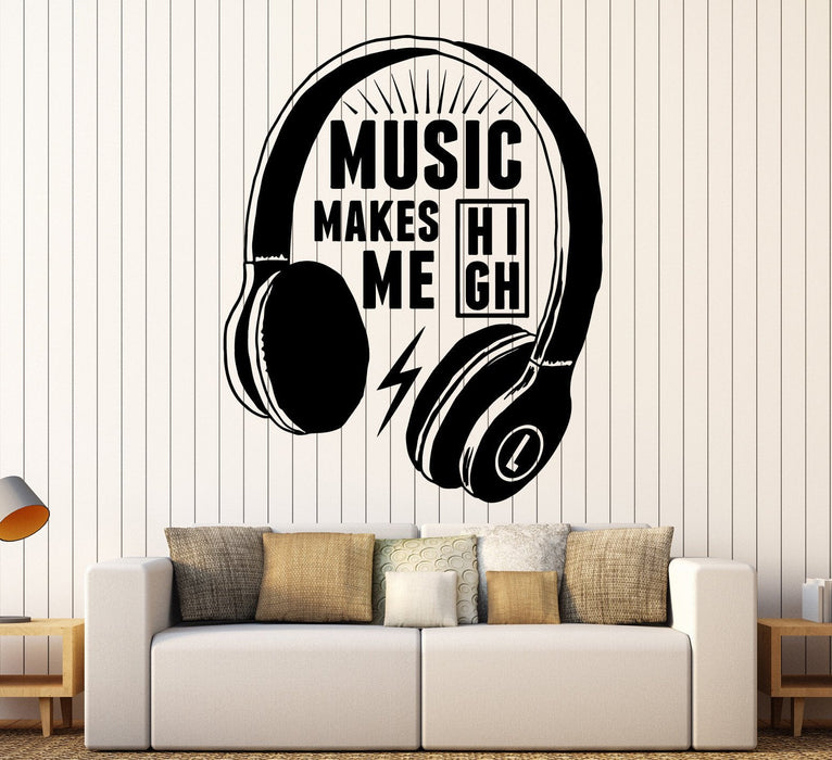 Vinyl Wall Decal Headphones Musical Quote Music Teen Stickers Unique Gift (ig4425)