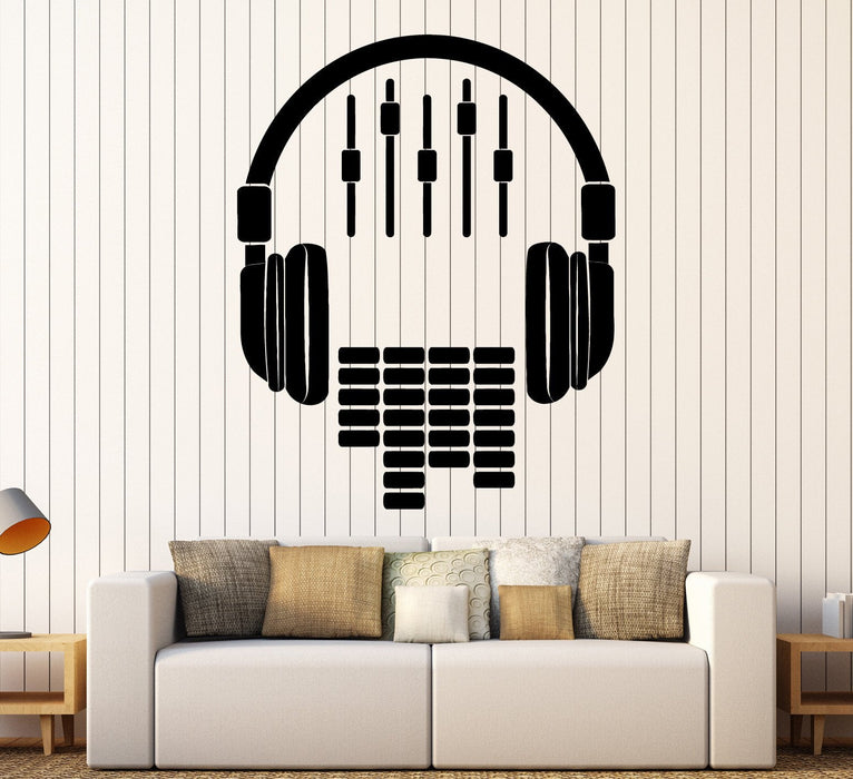Vinyl Wall Decal Headphones Sound DJ Music Musical Stickers Unique Gift (ig4441)