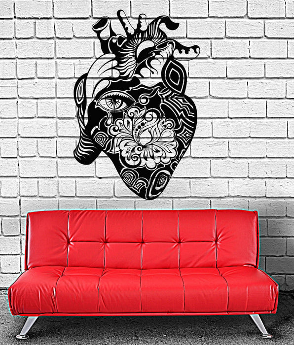 Виниловая наклейка на стену Сердце Цветок Глаз Искусство Дома Интерьерные наклейки Уникальный подарок (ig4229)