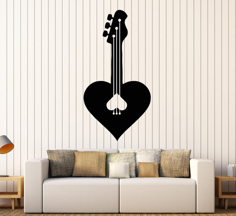 Vinyl Wall Decal Guitar Heart Love Music Bar Stickers Mural Unique Gift (ig4023)
