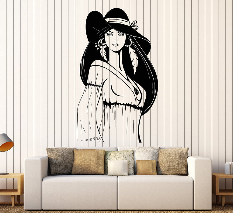 Vinyl Wall Decal Hippie Chic Bohemian Girl Ethnic Style Stickers Unique Gift (ig3820)