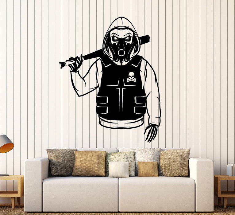 Vinyl Wall Decal Hooligan Skeleton with Baseball Bat Stickers Unique Gift (ig3897)