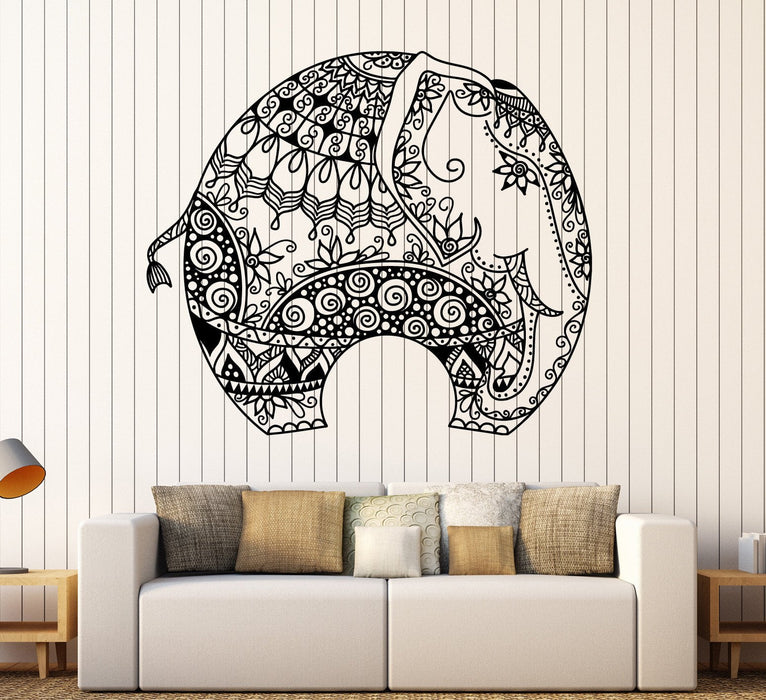 Vinyl Wall Decal Indian Elephant Ornament Hindu Stickers Unique Gift (ig4029)