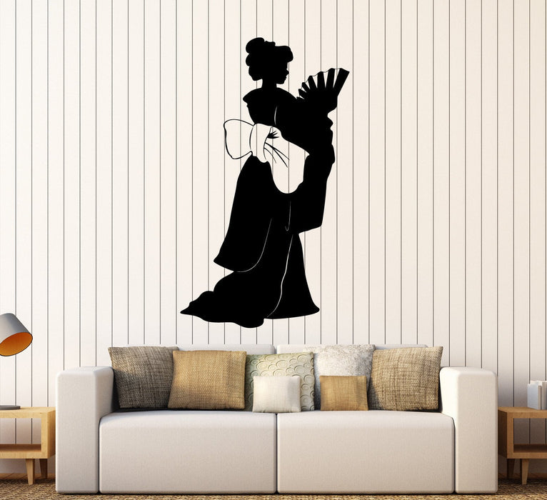 Vinyl Wall Decal Geisha Asian Woman Silhouette Oriental Stickers Unique Gift (ig3812)