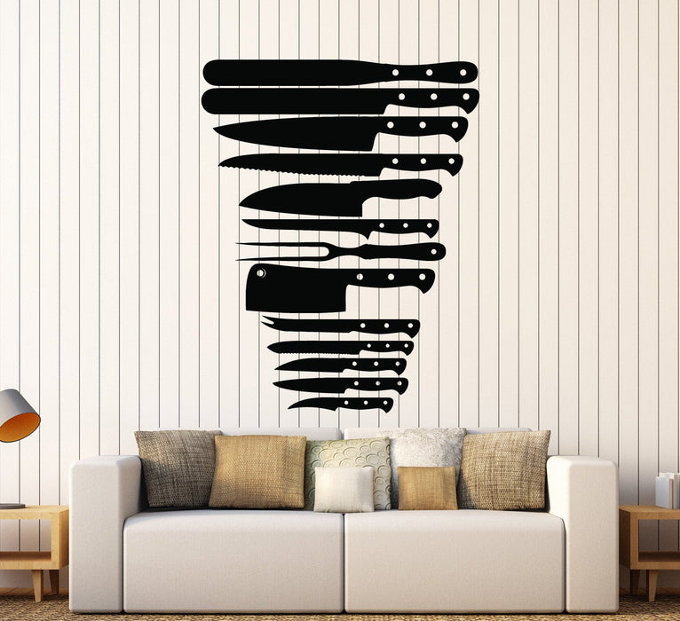 Vinyl Wall Decal Knives Butcher Kitchen Cleaver Stickers Murals Unique Gift (ig4657)