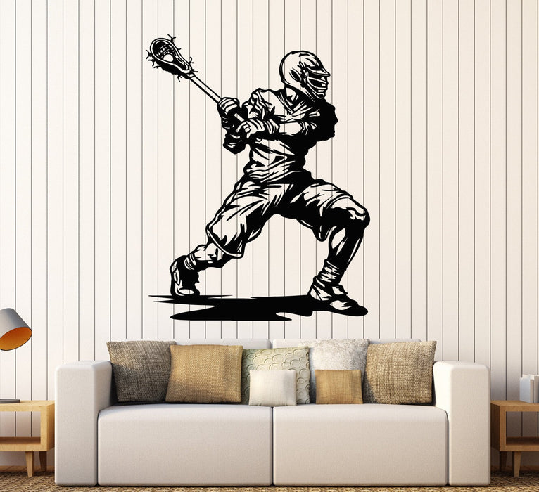 Autocollant mural en vinyle pour joueur de crosse, autocollant de sport, cadeau unique (ig3977)
